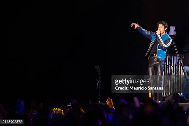 Joe Jonas of Jonas Brothers performs live on stage during a concert on April 16, 2024 in Sao Paulo, Brazil.