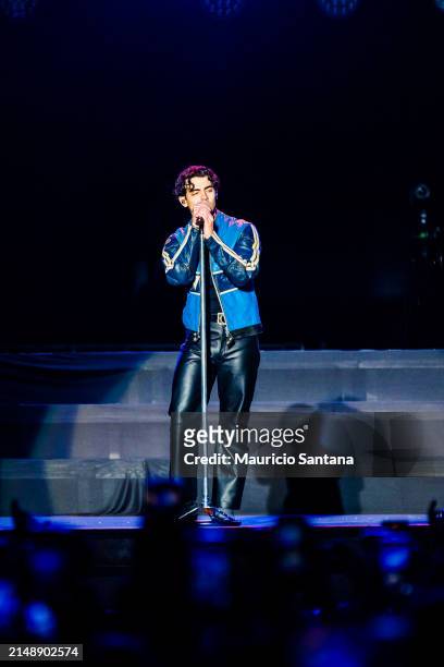 Joe Jonas of Jonas Brothers performs live on stage during a concert on April 16, 2024 in Sao Paulo, Brazil.