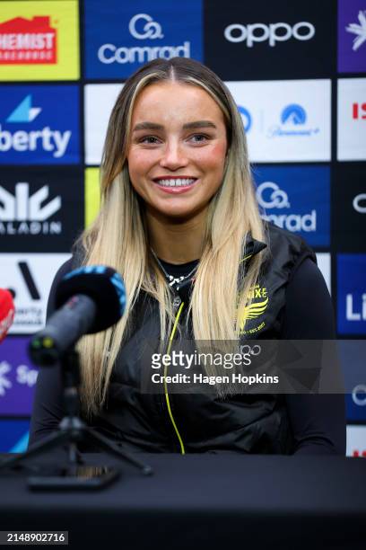 Macey Fraser looks on during a Wellington Phoenix A-League women's media opportunity at NZCIS on April 17, 2024 in Wellington, New Zealand.