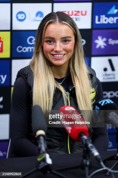 Macey Fraser looks on during a Wellington Phoenix A-League women's media opportunity at NZCIS on April 17, 2024 in Wellington, New Zealand.