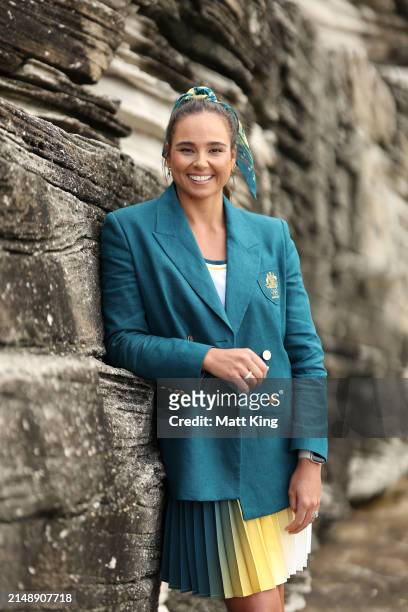Australian athlete Mariafe Artacho del Solar poses during the Australian 2024 Paris Olympic Games Official Uniform Launch at Clovelly Surf Club on...