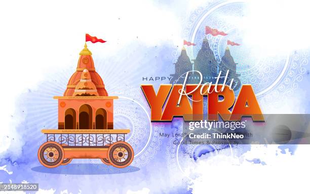 beautiful rath yatra of lord jagannath holiday web page background - ratha yatra stock illustrations
