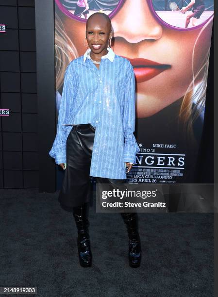 Cynthia Erivo arrives at the Los Angeles Premiere Of Amazon MGM Studios "Challengers" at Westwood Village Theater on April 16, 2024 in Los Angeles,...