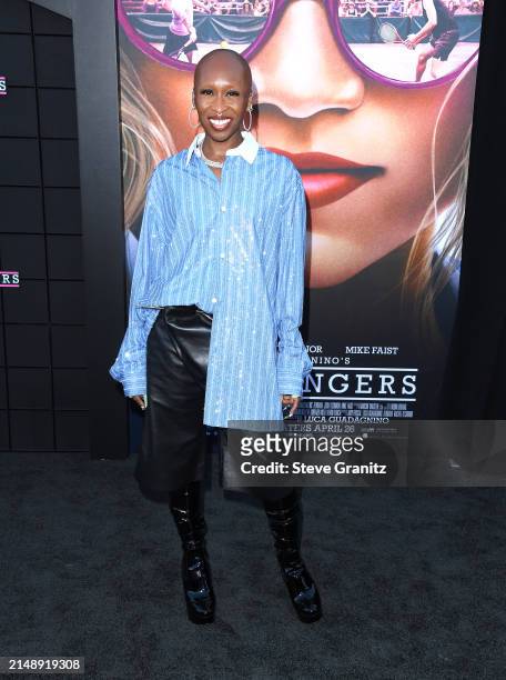 Cynthia Erivo arrives at the Los Angeles Premiere Of Amazon MGM Studios "Challengers" at Westwood Village Theater on April 16, 2024 in Los Angeles,...