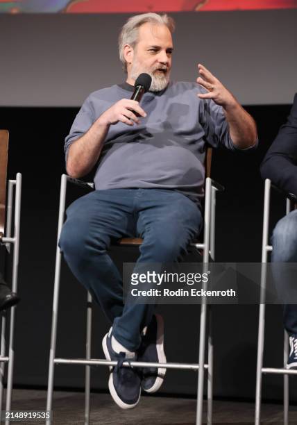 Executive Producer Dan Harmon speaks onstage at Adult Swim's 'Rick and Morty' FYC Event at Saban Media Center on April 16, 2024 in North Hollywood,...