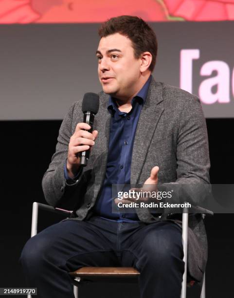 Ian Cardoni speaks onstage at Adult Swim's 'Rick and Morty' FYC Event at Saban Media Center on April 16, 2024 in North Hollywood, California.