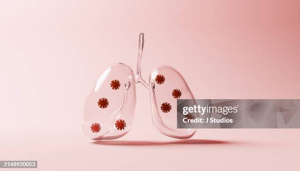 transparent lung with virus inside - influenza malattia infettiva foto e immagini stock