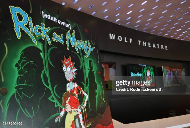 View of a "Rick and Morty" poster at Adult Swim's 'Rick and Morty' FYC Event at Saban Media Center on April 16, 2024 in North Hollywood, California.