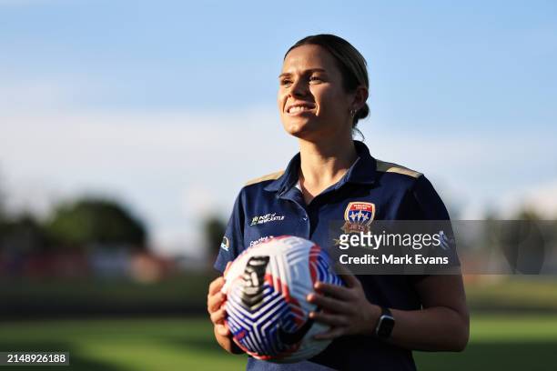 Cassidy Davis of the Jets poses for a portrait during a Newcastle Jets A-League Women media opportunity at Maitland Sportsground on April 17, 2024 in...