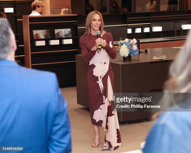 Ginny Wright speaks as Audemars Piguet hosts a special evening with John Mayer to Celebrate latest collaboration at a private residence on April 16,...