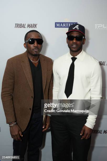 Bovi and Skepta attend the Skepta and guests at Soho Warehouse, "Tribal Mark" Los Angeles Premiere, with Formula E and Martell Blue Swift at Soho...