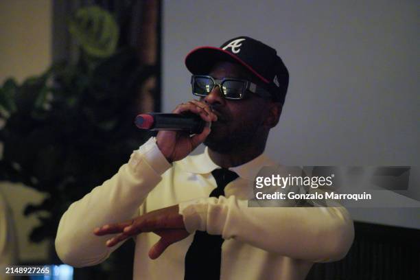 Skepta during the Skepta and guests at Soho Warehouse, "Tribal Mark" Los Angeles Premiere, with Formula E and Martell Blue Swift at Soho Warehouse on...
