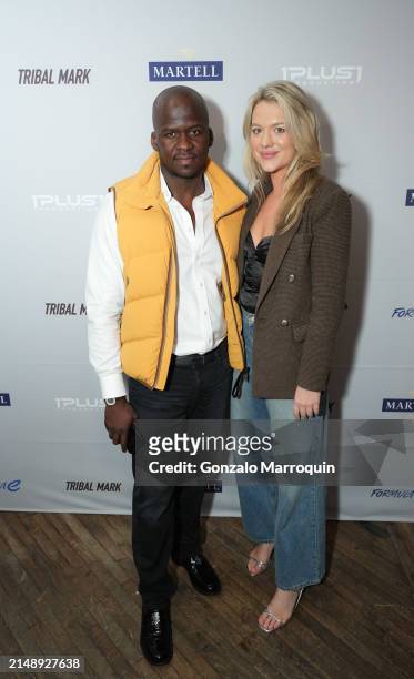 Dwight Okechukwu and Maria Pohlman attend the Skepta and guests at Soho Warehouse, "Tribal Mark" Los Angeles Premiere, with Formula E and Martell...