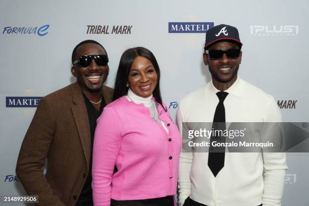 Bovi, Chioma Ude and Skepta during the Skepta and guests at Soho Warehouse, "Tribal Mark" Los Angeles Premiere, with Formula E and Martell Blue Swift...