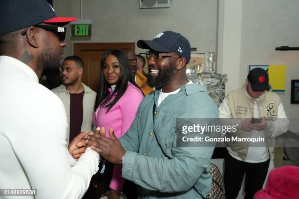 Skepta and a guest during the Skepta and guests at Soho Warehouse, "Tribal Mark" Los Angeles Premiere, with Formula E and Martell Blue Swift at Soho...