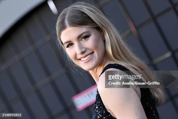 Eugenie Bouchard attends the Los Angeles Premiere of Amazon MGM Studios "Challengers" at Westwood Village Theater on April 16, 2024 in Los Angeles,...