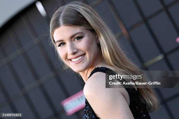 Eugenie Bouchard attends the Los Angeles Premiere of Amazon MGM Studios "Challengers" at Westwood Village Theater on April 16, 2024 in Los Angeles,...