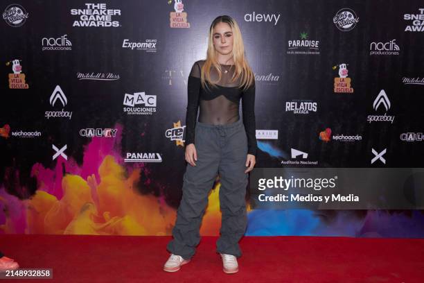 Valentina Prez of Las Prez poses for a photo on the red carpet for the Sneakers Game Awards at Auditorio Nacional on April 16, 2024 in Mexico City,...