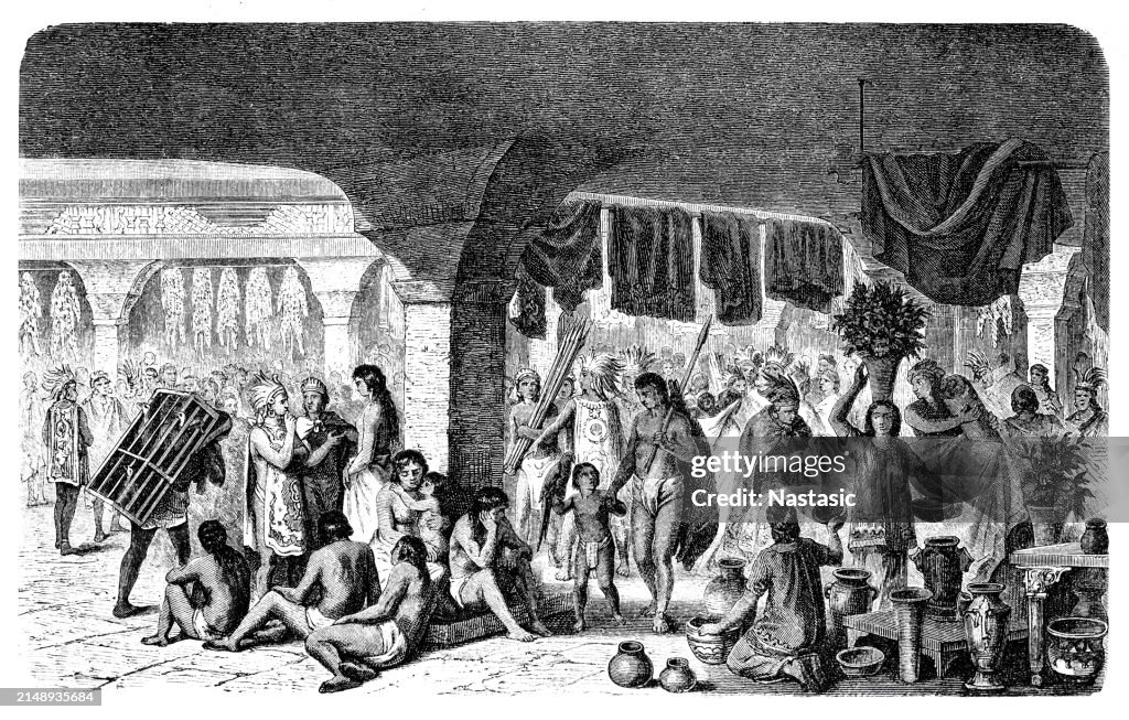 Tianguis, market place in the ancient Mexico