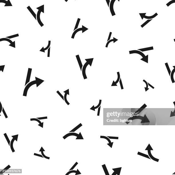 arrow changing direction. seamless pattern. icons on white background - exit sign stock illustrations