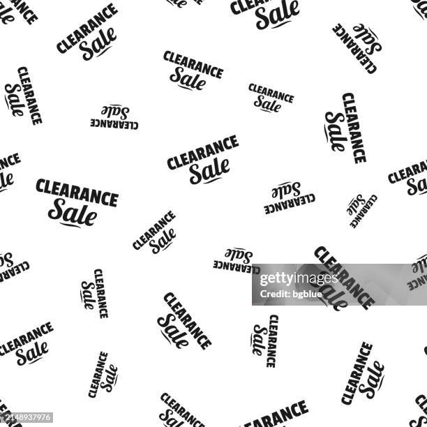 clearance sale. seamless pattern. icons on white background - retail liquidation stock illustrations