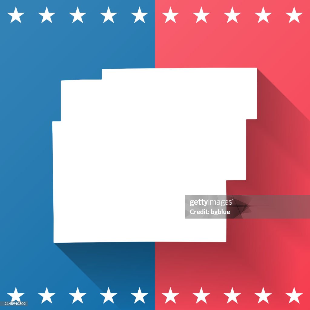 Hancock County, Indiana. Map on blue and red background