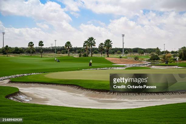 General view of the 12th green is seen prior to the Abu Dhabi Challenge at Al Ain Equestrian, Shooting and Golf Club on April 17, 2024 in Abu Dhabi,...