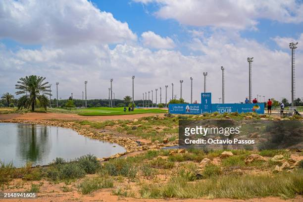 Geenral view of the 1st tee box is seen prior to the Abu Dhabi Challenge at Al Ain Equestrian, Shooting and Golf Club on April 17, 2024 in Abu Dhabi,...