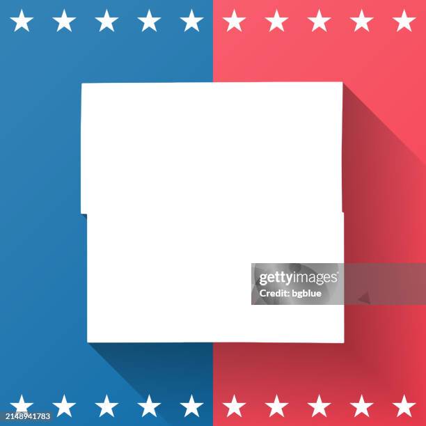delaware county, iowa. map on blue and red background - delaware county stock illustrations