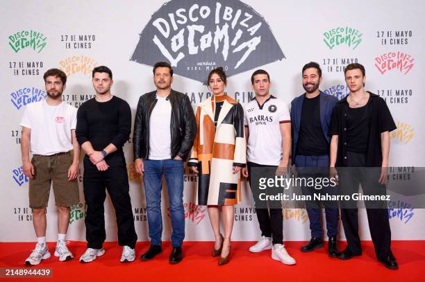 Albert Baró, Javier Morgade, Kike Maillo, Blanca Suárez, Jaime Lorente, Kiko Martíne and Iván Pellicer attend the Madrid photocall for "Disco, Ibiza,...