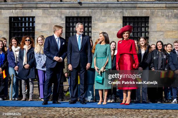 King Willem-Alexander of The Netherlands and Queen Maxima of The Netherlands welcome King Felipe of Spain and Queen Letizia of Spain with an official...