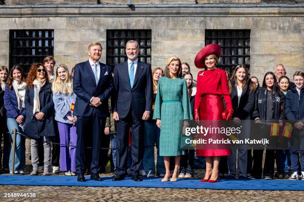 King Willem-Alexander of The Netherlands and Queen Maxima of The Netherlands welcome King Felipe of Spain and Queen Letizia of Spain with an official...