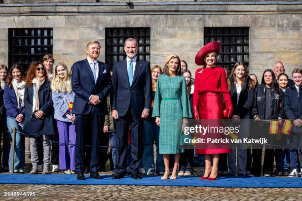 King Willem-Alexander of The Netherlands and Queen Maxima of The Netherlands welcome King Felipe of Spain and Queen Letizia of Spain with an official...