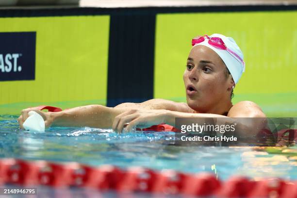 Kaylee McKeown celebrates winning the Women’s Open 200m Individual Medley Final during the 2024 Australian Open Swimming Championships at Gold Coast...