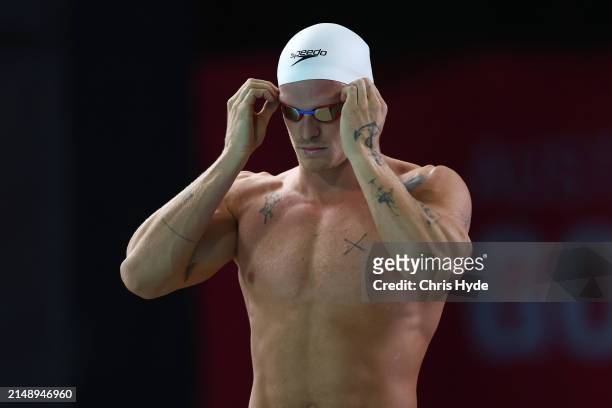 Cody Simpson ahead of the Men's Open 50m Butterfly Final during the 2024 Australian Open Swimming Championships at Gold Coast Aquatic Centre on April...