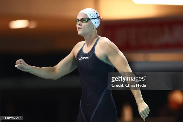 Shayna Jack looks on ahead of swimming in the Women’s Open 100m Freestyle Final during the 2024 Australian Open Swimming Championships at Gold Coast...