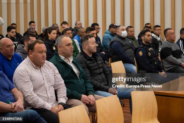 Defendants in the dock during the first day of the macro trial at the Provincial Court of Pontevedra, on April 17 in Vigo, Pontevedra, Galicia,...