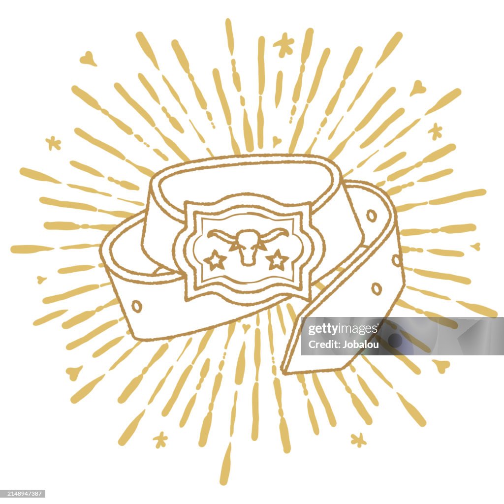 Handdrawn Vintage Hipster Doodle of a Cowboy Belt