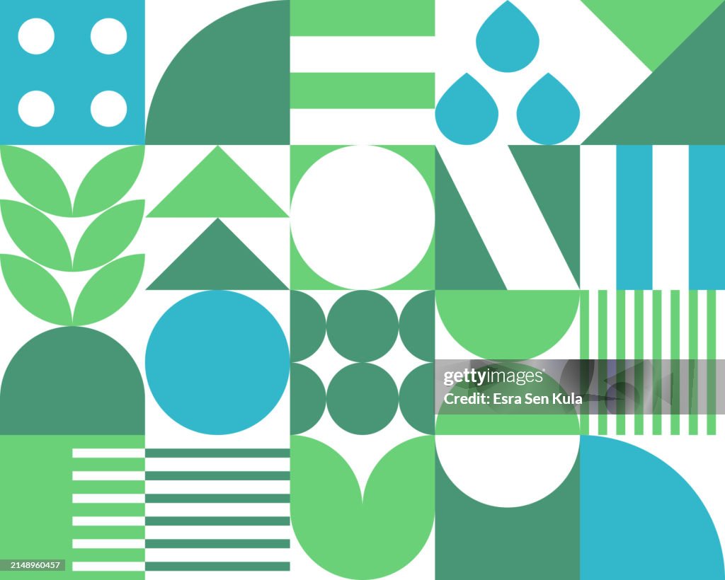 Sustainability And Environmental Themed In Bauhaus Style A Vector ...