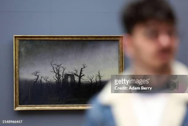 The painting "Abtei im Eichenwald" or "Abbey Among the Oaks" by Caspar David Friedrich is seen at the press preview of "Caspar David Friedrich....