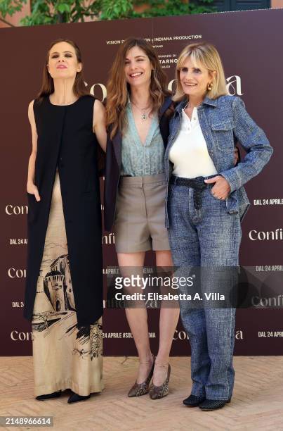Federica Rossellini, Vittoria Puccini and Isabella Ferrari attend the photocall for the movie "Confidenza" at Hotel De La Ville on April 17, 2024 in...