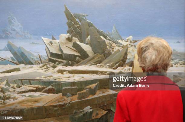 The painting "Das Eismeer" or "The Sea of Ice" by Caspar David Friedrich is seen at the press preview of "Caspar David Friedrich. Unendliche...