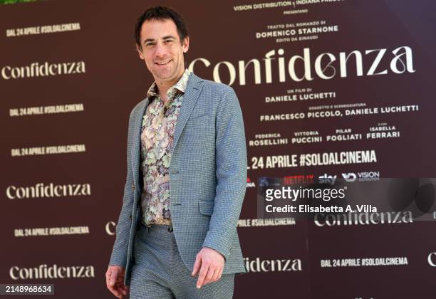 Elio Germano attends the photocall for the movie "Confidenza" at Hotel De La Ville on April 17, 2024 in Rome, Italy.
