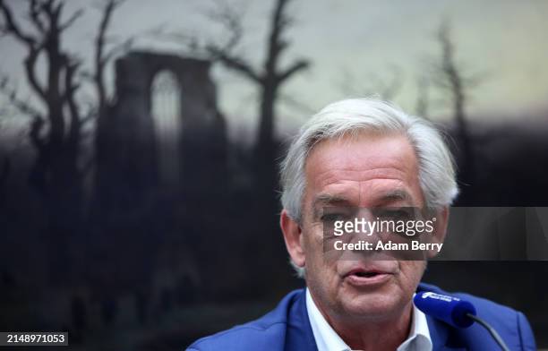 Jan Oelmann, board member of "Friends of the Alte Nationalgalerie," attends a press conference at the exhibition preview of "Caspar David Friedrich....