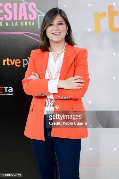 Chábeli Iglesias attends the "Los Oglesias. Hermanos A La Obra" TV show presented by RTVE at Torrespaña on April 17, 2024 in Madrid, Spain.