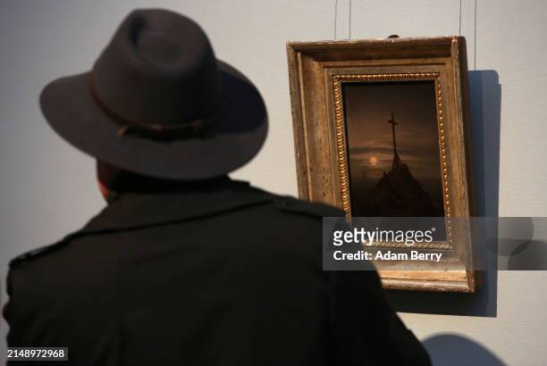 Caspar David Friedrich's painting "Das Kreuz an der Ostsee" or "Cross on the Baltic," is seen at the press preview of "Caspar David Friedrich....