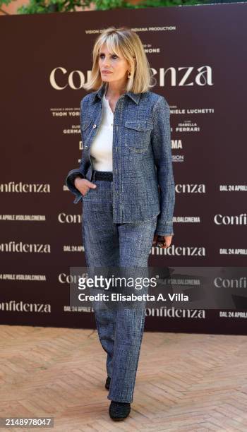 Isabella Ferrari attends the photocall for the movie "Confidenza" at Hotel De La Ville on April 17, 2024 in Rome, Italy.