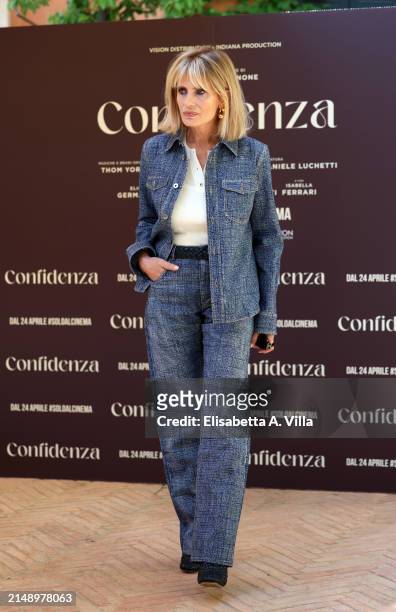 Isabella Ferrari attends the photocall for the movie "Confidenza" at Hotel De La Ville on April 17, 2024 in Rome, Italy.