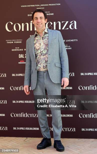 Elio Germano attends the photocall for the movie "Confidenza" at Hotel De La Ville on April 17, 2024 in Rome, Italy.