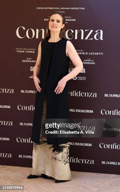 Federica Rosellini attends the photocall for the movie "Confidenza" at Hotel De La Ville on April 17, 2024 in Rome, Italy.